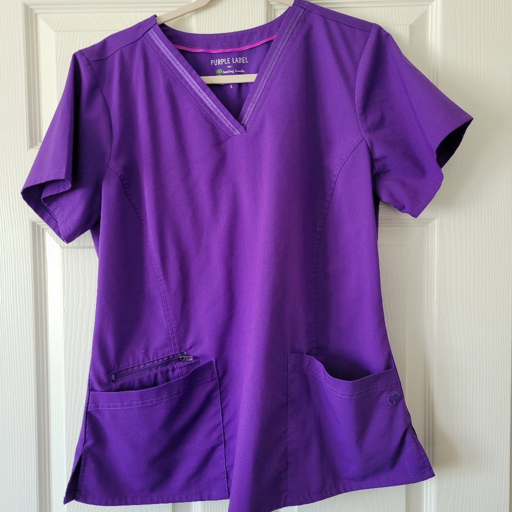 Purple Label by Healing Hands Women's Purple V Neck